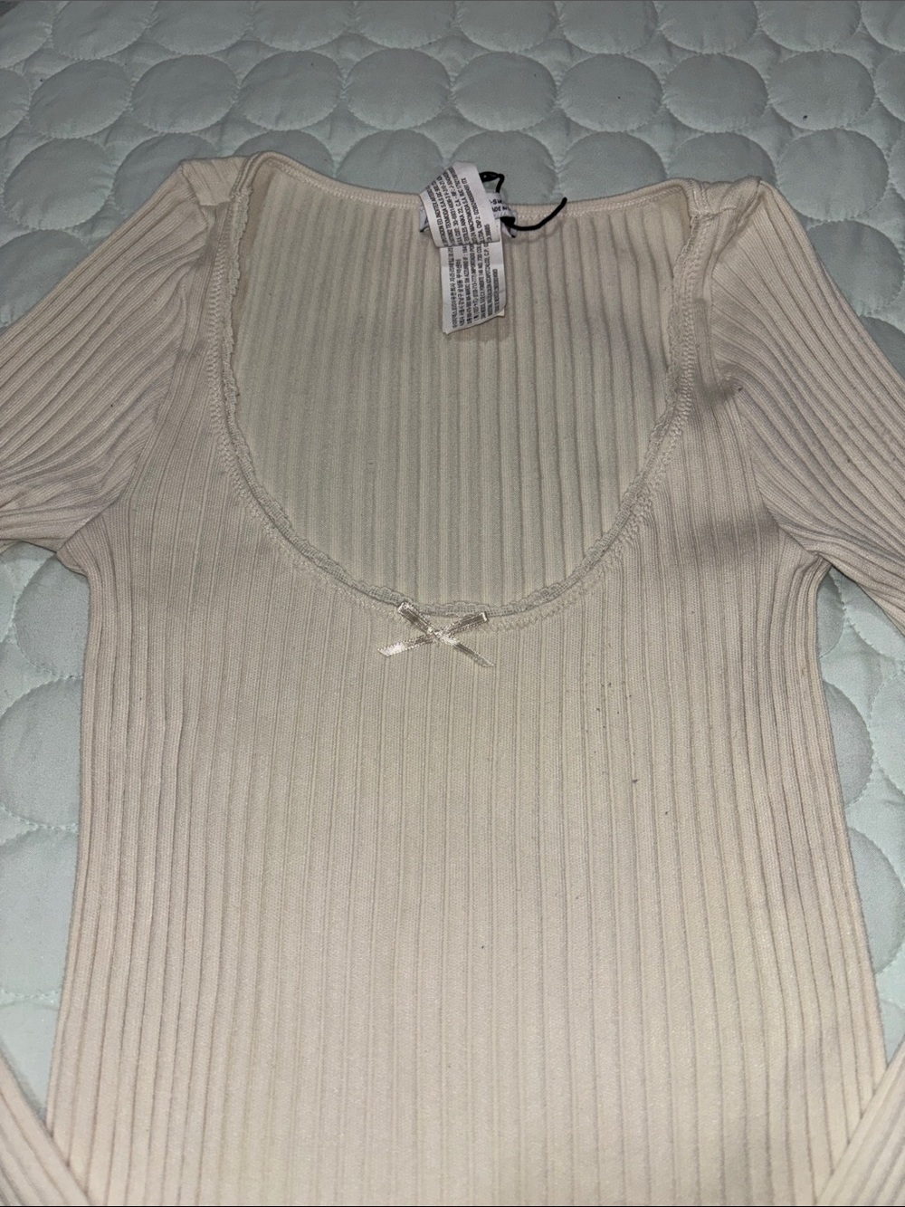 ZARA Cream Ribbed Knit Top - Picture 5 of 5